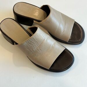 Eitenne Aigner - 8.5, beige/taupe slip ons heeled sandals